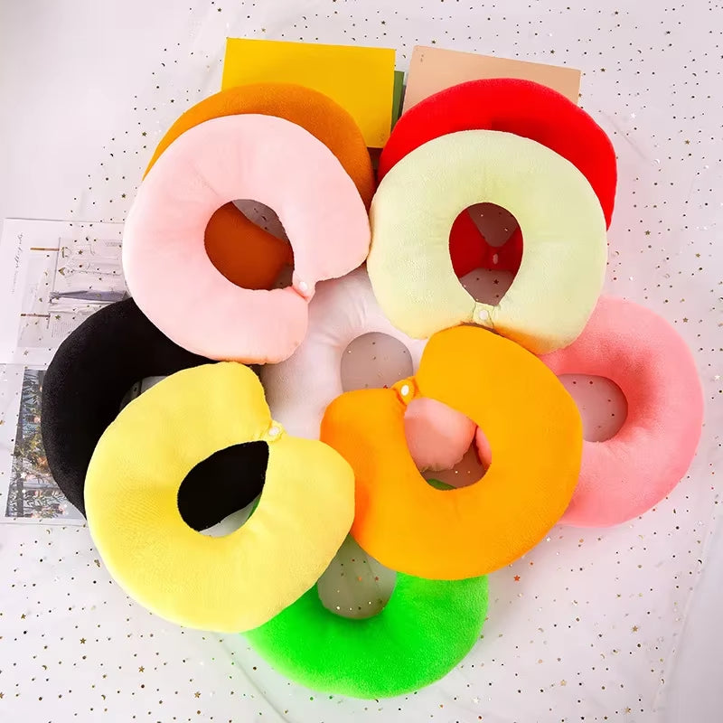 9 Colors Soft U-Shaped Plush Sleep Neck Protection Pillow Office Cushion Cute Lovely Travel Pillows for Children/Adults